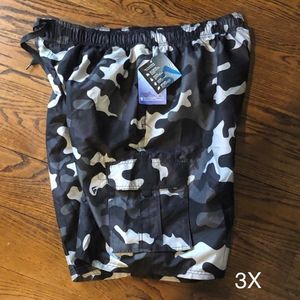 KANU SURF Mens Black Grey Camouflage Lined Swim Trunks Sz 3X NWT